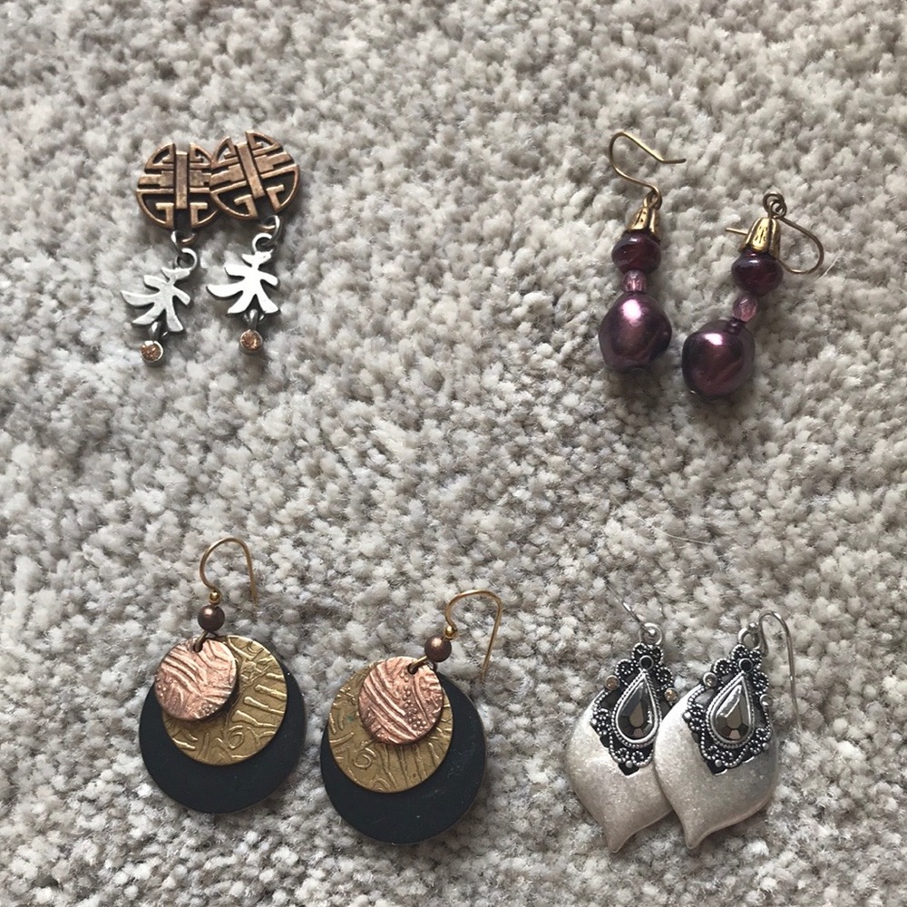 Four pair of earrings